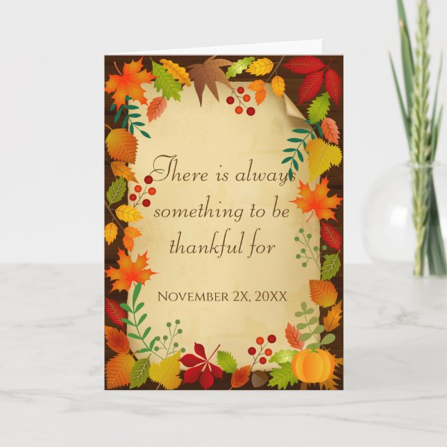 Colorful Autumn Foliage For Thanksgiving Card (Front)
