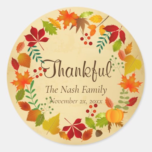 Colorful Autumn Foliage For Thanksgiving Classic Round Sticker