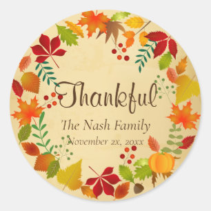 Colorful Autumn Foliage For Thanksgiving Classic Round Sticker