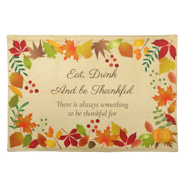 Colorful Autumn Foliage For Thanksgiving Cloth Placemat (Front)