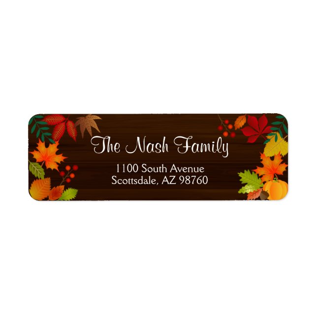 Colorful Autumn Foliage For Thanksgiving Label (Front)