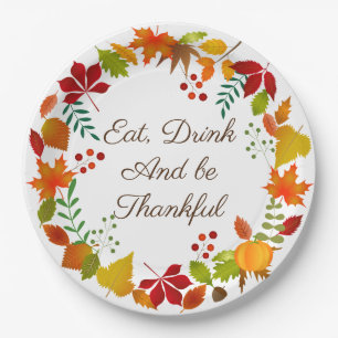 Colorful Autumn Foliage For Thanksgiving Paper Plates