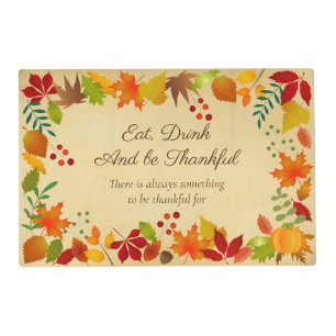 Colorful Autumn Foliage For Thanksgiving Placemat