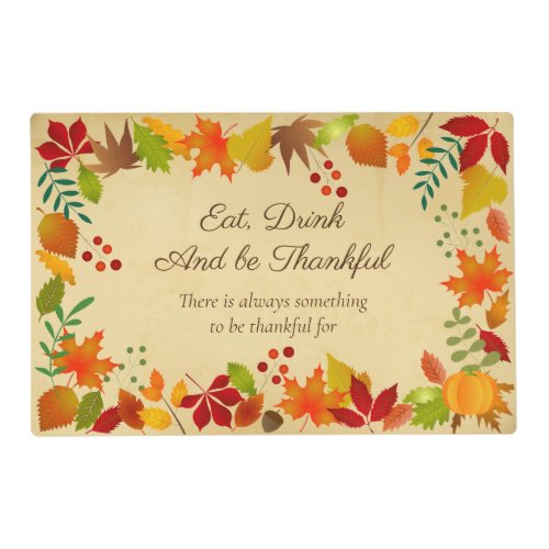 Colorful Autumn Foliage For Thanksgiving Placemat