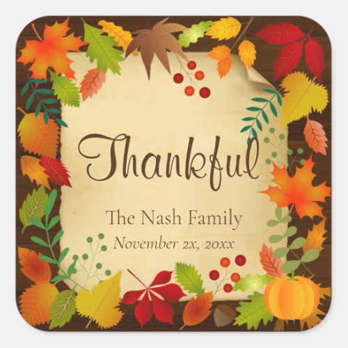 Colorful Autumn Foliage For Thanksgiving Square Sticker
