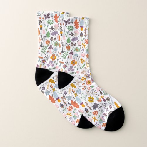 Colorful Autumn Foliage Seamless pattern Socks