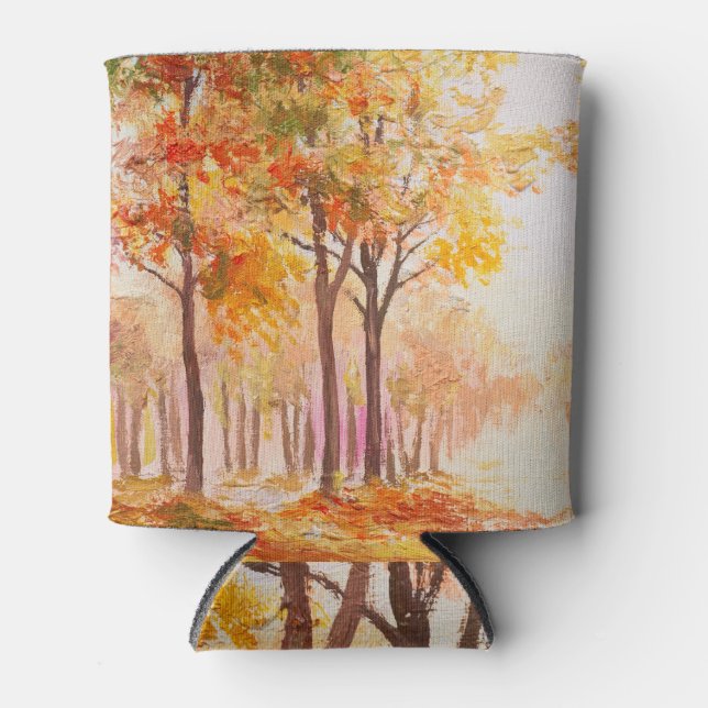 Colorful Autumn Forest Oil Landscape Can Cooler (Front)