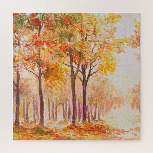Colorful Autumn Forest Oil Landscape Jigsaw Puzzle