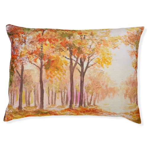 Colorful Autumn Forest Oil Landscape Pet Bed
