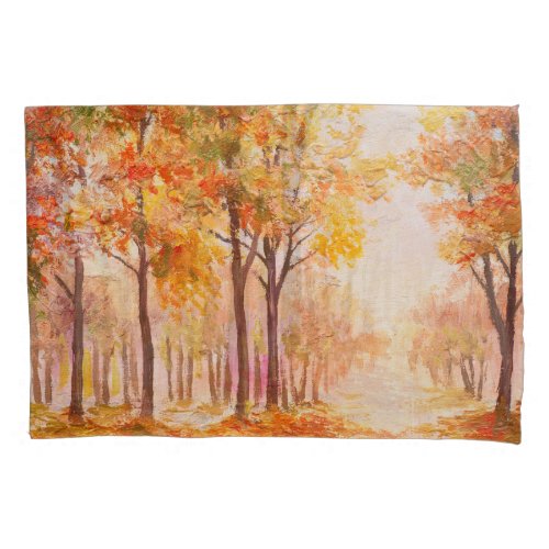 Colorful Autumn Forest Oil Landscape Pillow Case