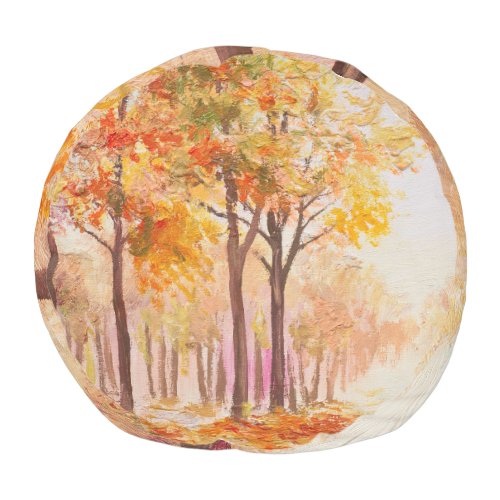 Colorful Autumn Forest Oil Landscape Pouf
