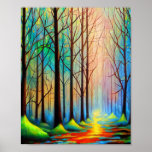 Colorful autumn forest path poster