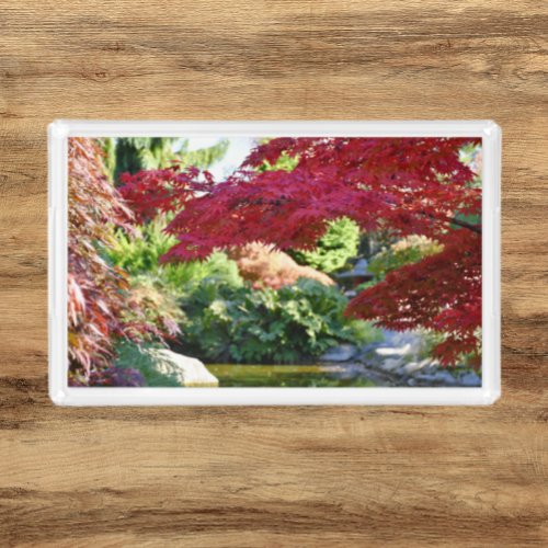 Colorful Autumn Garden Landscape Acrylic Tray