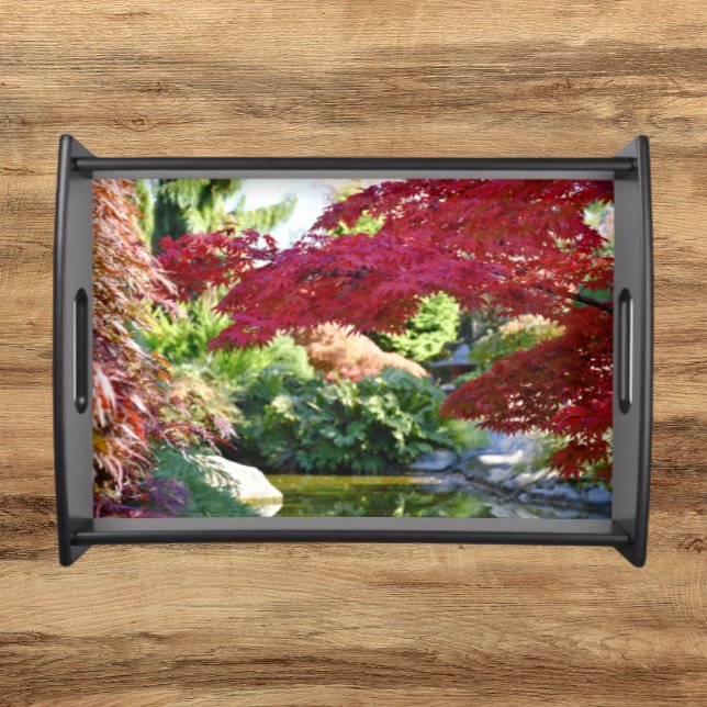 Colorful Autumn Garden Landscape Serving Tray (In Situ)