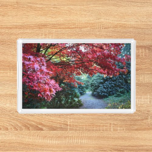 Colorful Autumn Garden Walk Acrylic Tray