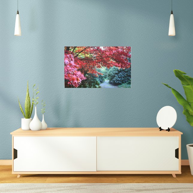 Colorful Autumn Garden Walk Photographic Metal Print (In Situ)