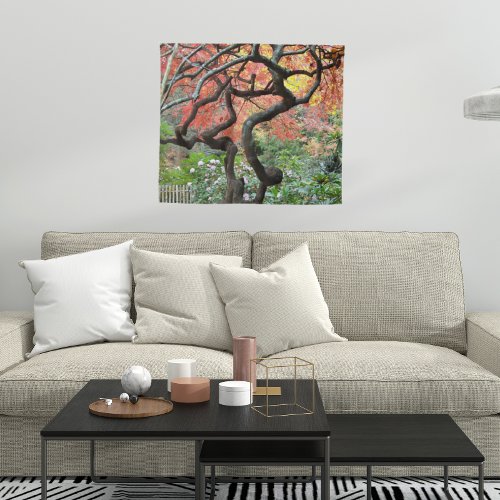 Colorful Autumn Gnarly Japanese Maple Tree Tapestry