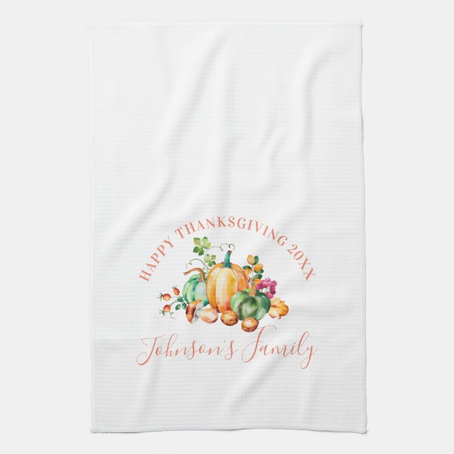 Colorful autumn harvest bouquet kitchen towel (Vertical)