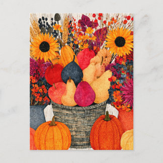 Colorful Autumn Harvest, vibrant colors, Postcard