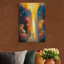 Colorful Autumn in Small Village AI Art