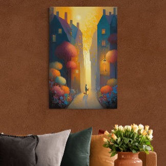 Colorful Autumn in Small Village AI Art Poster