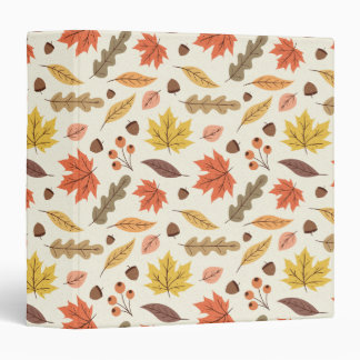 Colorful Autumn Leaf Fall Pattern 3 Ring Binder