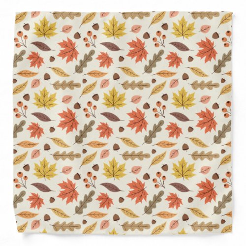 Colorful Autumn Leaf Fall Pattern Bandana