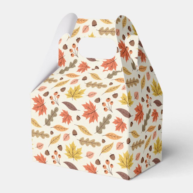 Colorful Autumn Leaf Fall Pattern Favor Boxes (Front Side)
