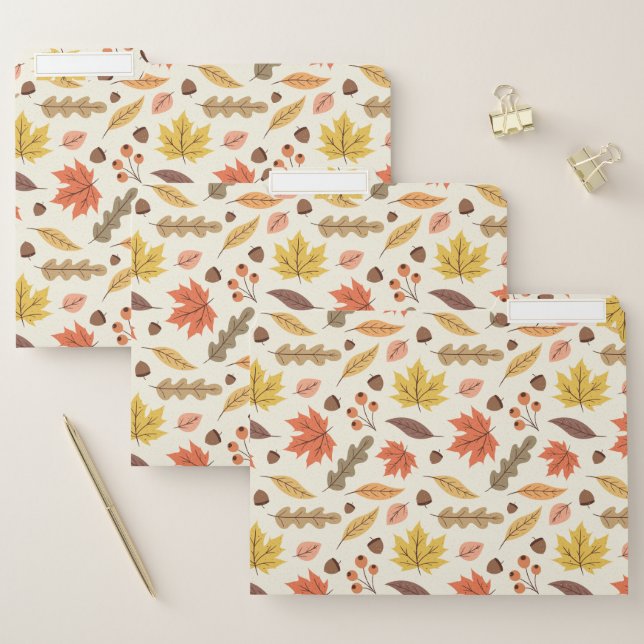 Colorful Autumn Leaf Fall Pattern File Folder (Set)