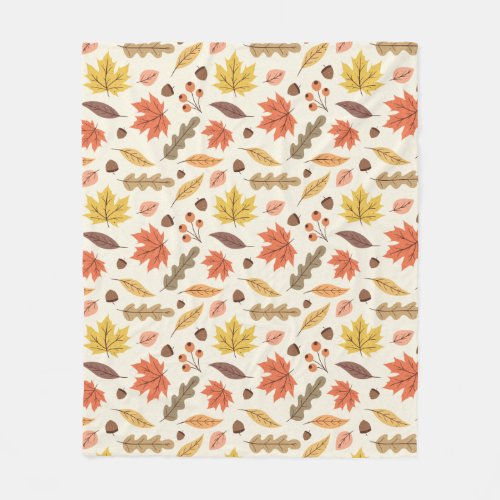 Colorful Autumn Leaf Fall Pattern Fleece Blanket