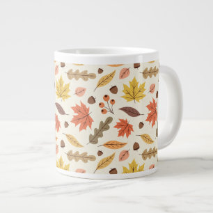 Colorful Autumn Leaf Fall Pattern Giant Coffee Mug