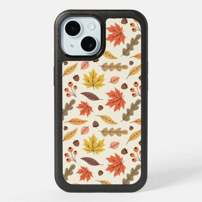Colorful Autumn Leaf Fall Pattern iPhone 15 Case (Back)
