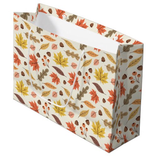 Colorful Autumn Leaf Fall Pattern Large Gift Bag