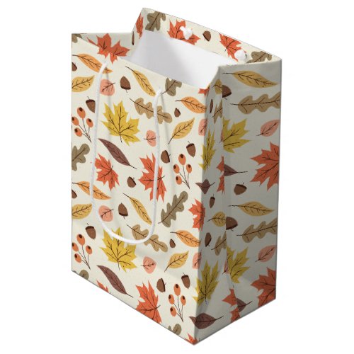 Colorful Autumn Leaf Fall Pattern Medium Gift Bag