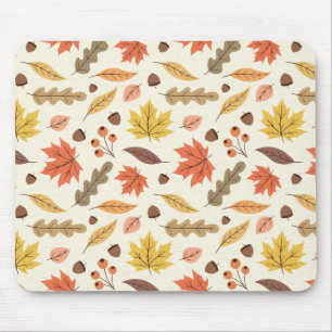 Colorful Autumn Leaf Fall Pattern Mouse Pad