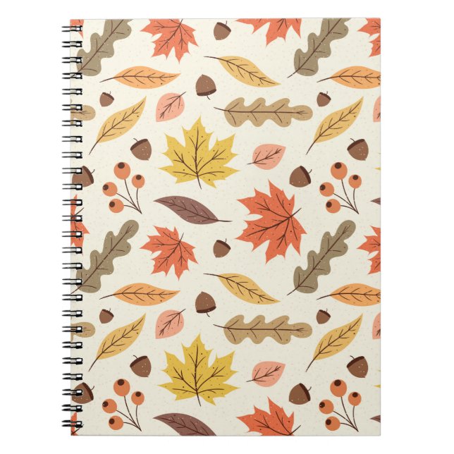 Colorful Autumn Leaf Fall Pattern Notebook (Front)