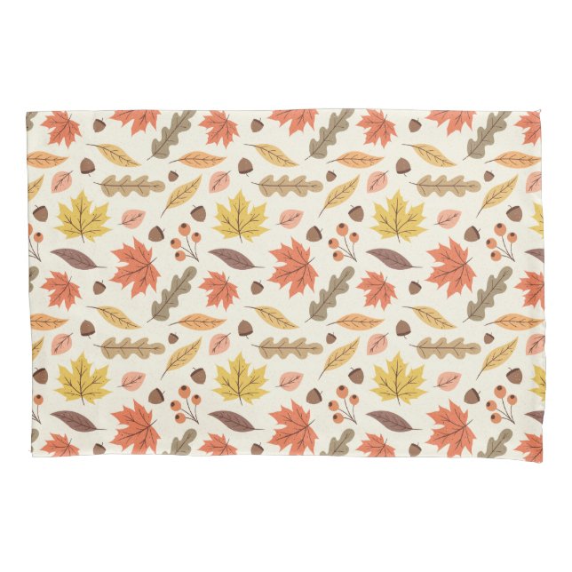 Colorful Autumn Leaf Fall Pattern Pillow Case (Front)