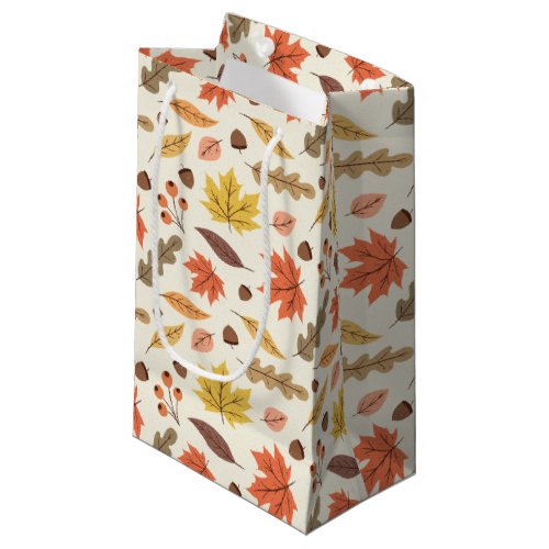 Colorful Autumn Leaf Fall Pattern Small Gift Bag