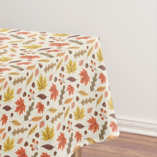 Colorful Autumn Leaf Fall Pattern Tablecloth (In Situ)