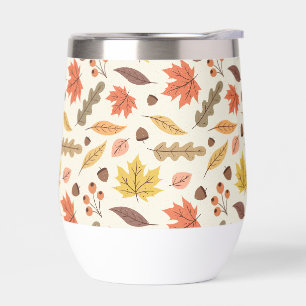 Colorful Autumn Leaf Fall Pattern Thermal Wine Tumbler
