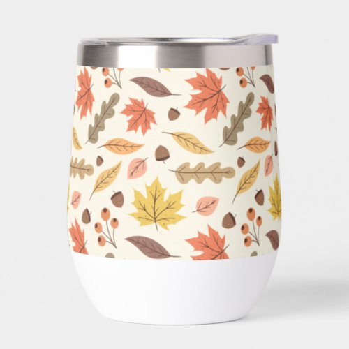 Colorful Autumn Leaf Fall Pattern Thermal Wine Tumbler