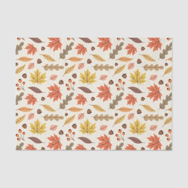 Colorful Autumn Leaf Fall Pattern Tissue Paper (Front)