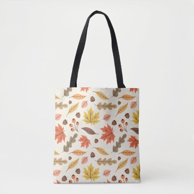 Colorful Autumn Leaf Fall Pattern Tote Bag (Front)