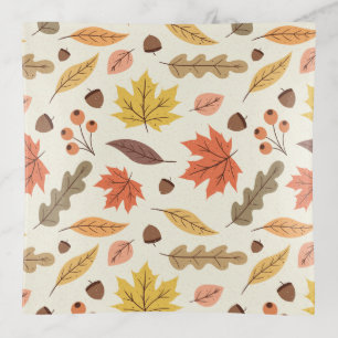 Colorful Autumn Leaf Fall Pattern Trinket Tray