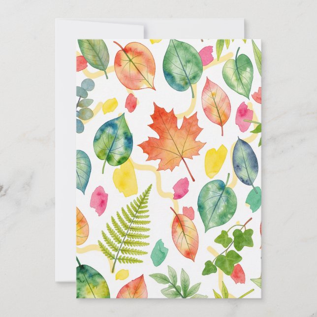 Colorful Autumn Leaf Pattern Invitation (Front)