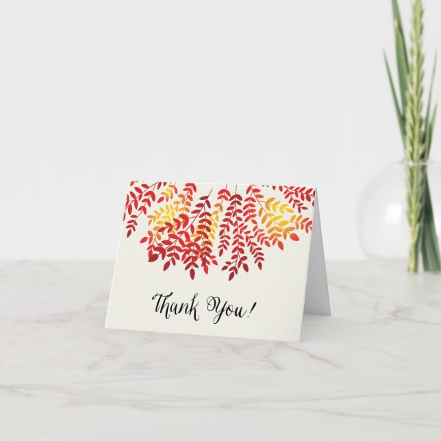 Colorful Autumn Leaf Thank You Note Card (Front)