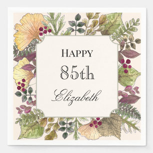 Colorful Autumn Leaves 85th Birthday Napkin