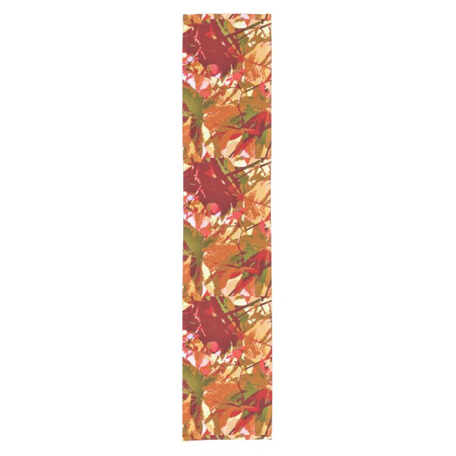 Colorful Autumn Leaves Abstract Table Runner