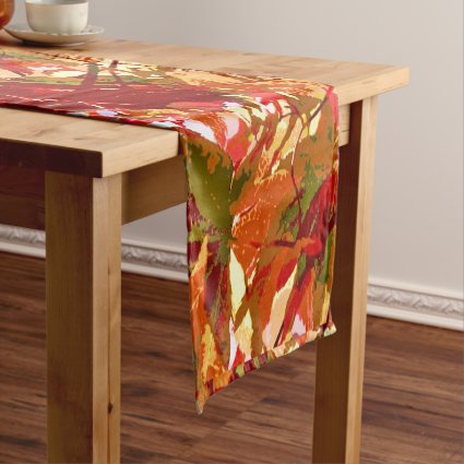 Colorful Autumn Leaves Abstract Table Runner
