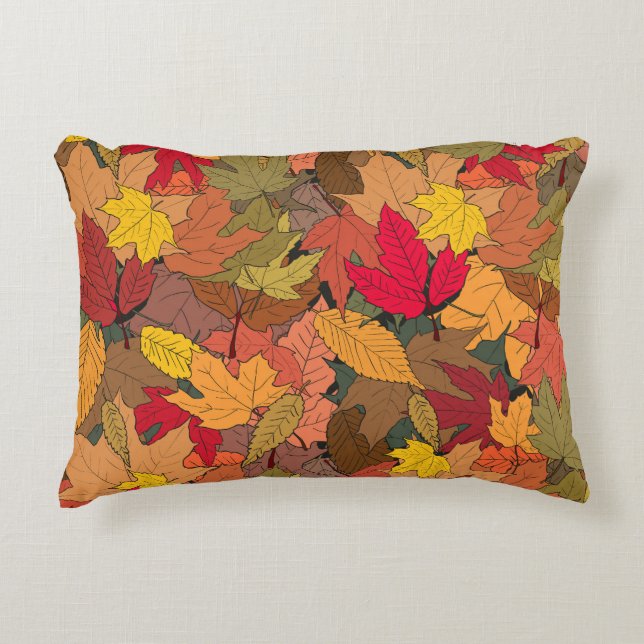 Colorful autumn leaves accent pillow (Front)